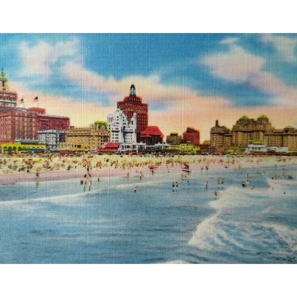 Atlantic City Postcard Hotel Landscape Boardwalk Ocean New Jersey NJ Linen 1959